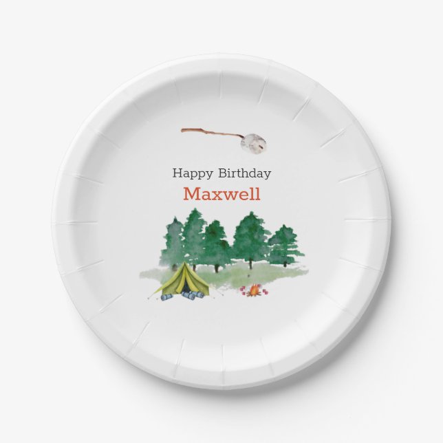 Backyard Camping Birthday Party Paper Plates (Front)