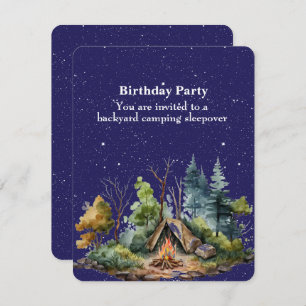 Backyard Camping Birthday Party Young Boy Holiday Card