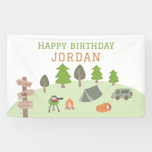 Backyard Camping Birthday Under the Stars Outdoors Banner