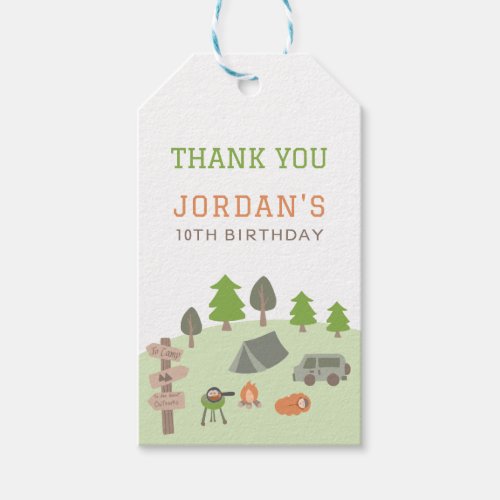 Backyard Camping Birthday Under the Stars Outdoors Gift Tags