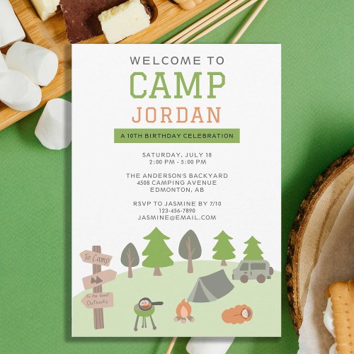 Backyard Camping Birthday Under the Stars Outdoors Invitation