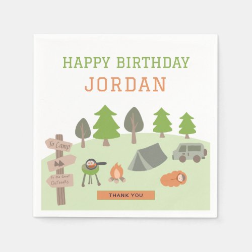 Backyard Camping Birthday Under the Stars Outdoors Napkins