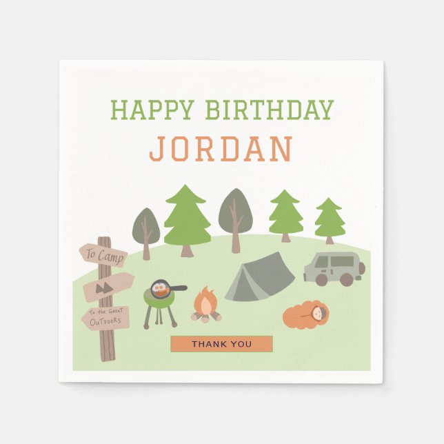 Backyard Camping Birthday Under the Stars Outdoors Napkins (Front)