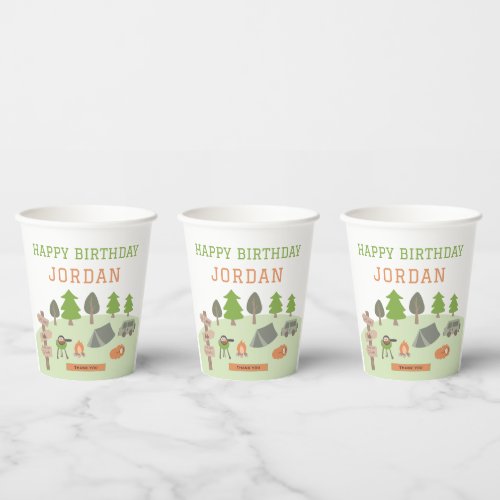 Backyard Camping Birthday Under the Stars Outdoors Paper Cups