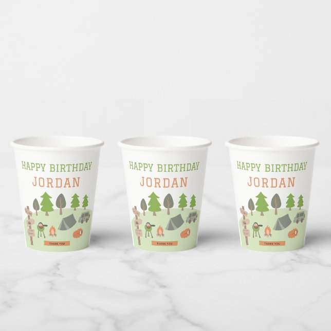 Backyard Camping Birthday Under the Stars Outdoors Paper Cups (Multi)