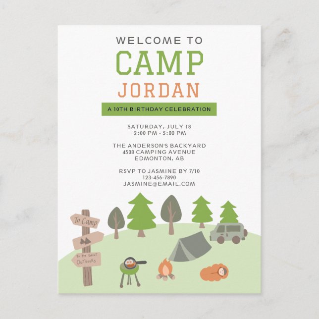 Backyard Camping Birthday Under the Stars Outdoors Postcard (Front)