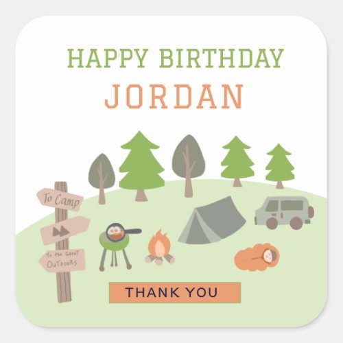 Backyard Camping Birthday Under the Stars Outdoors Square Sticker