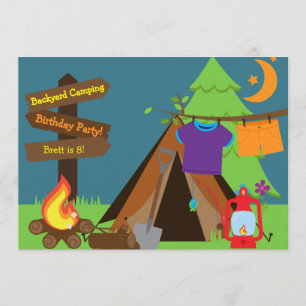Backyard Camping Campout Sleepover Birthday Invite
