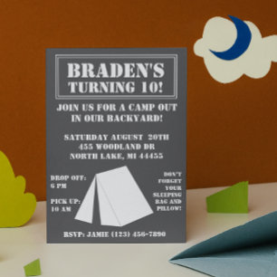 Backyard Campout Birthday Invitation