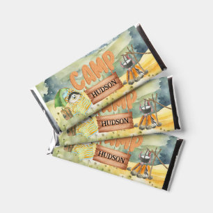 Backyard Campout Camping Outdoor Birthday Cute Dog Hershey Bar Favors