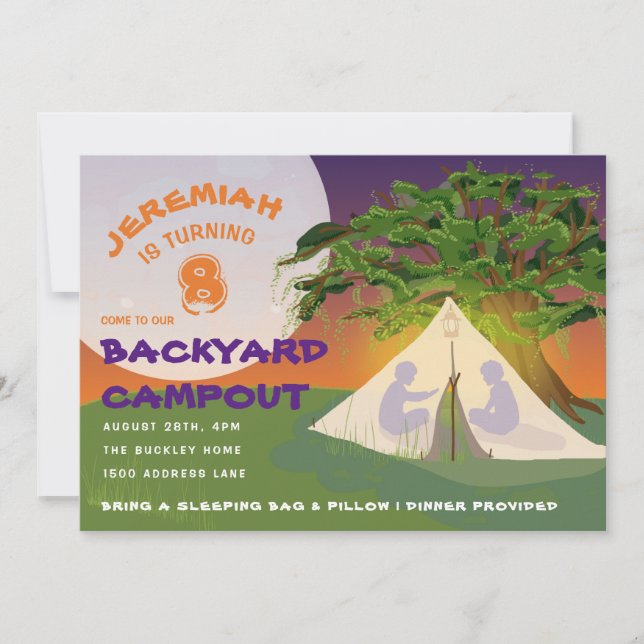 Backyard Campout Kid's Camping Birthday Party Invitation (Front)