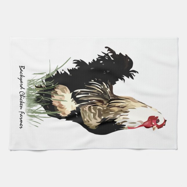 Backyard Chicken Farmer with Rooster Design Kitchen Towel (Horizontal)