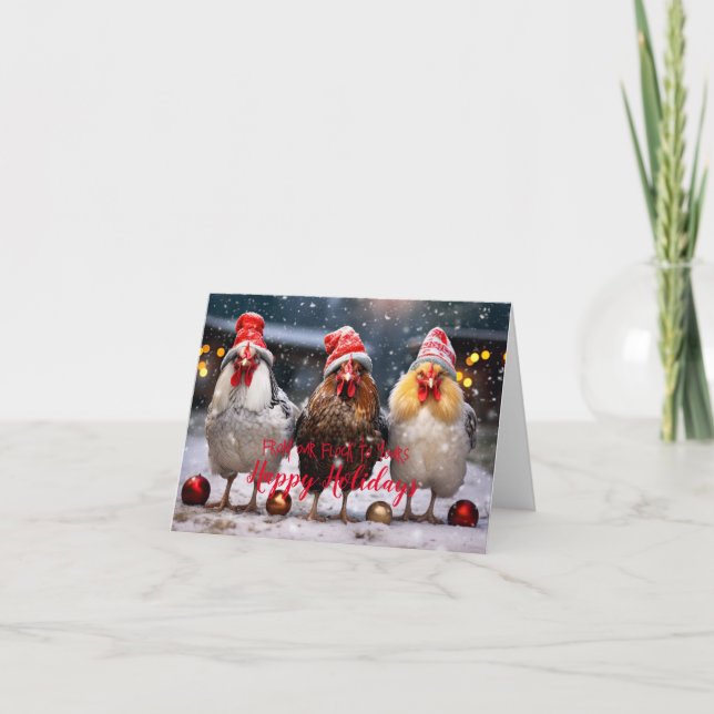 Backyard Chickens Christmas Happy Holidays Funny Card (Front)