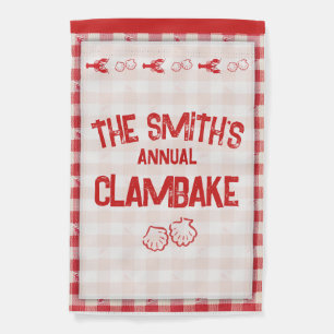 Backyard Clambake Casual Seafood Gingham Red Garden Flag