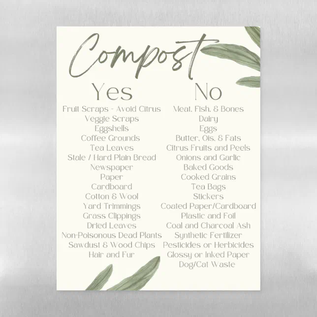 Backyard Compost Cheat Sheet for Fridge Zazzle