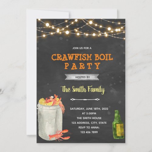 Backyard crawfish boil invitation