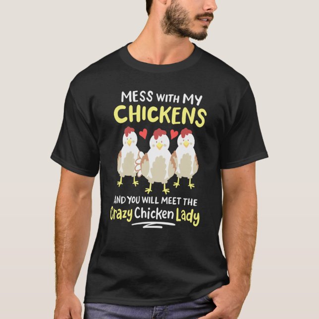 Backyard Crazy Chicken Lady Womens Farmer T-Shirt (Front)