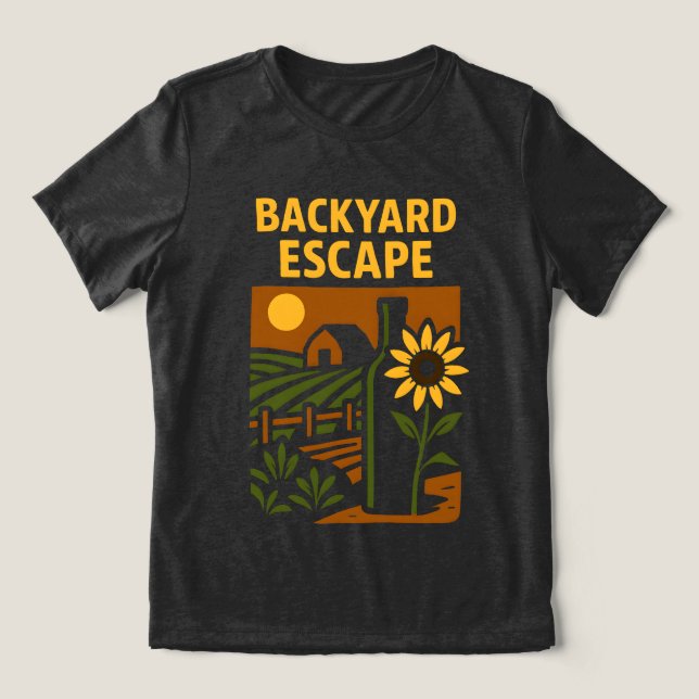 Backyard Escape Gardening and Nature Lover Gift Tri-Blend Shirt (Design Front)