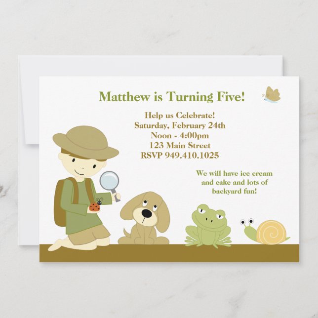 Backyard Explorer Birthday Party Invitation (Front)