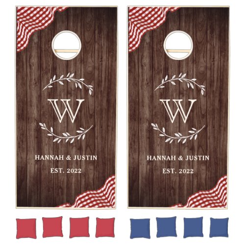 Backyard Family Monogram Reception Cornhole Set