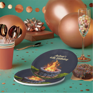 Backyard Fire Pit Bonfire Cookout, Birthday BBQ Paper Plates