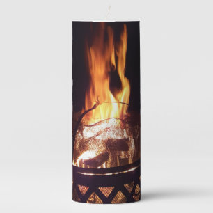 Backyard Fire Pit Flames Wood Burning Pillar Candle