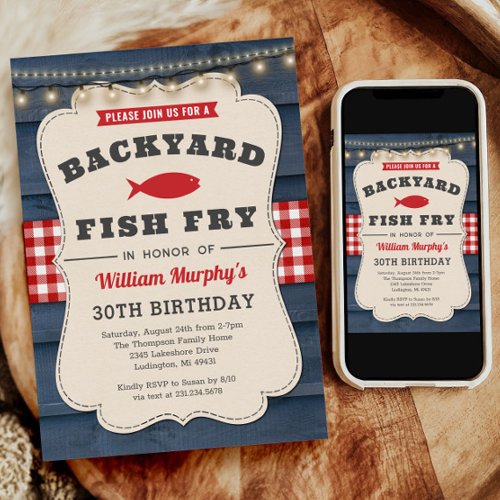 Backyard Fish Fry 30th Birthday Invitation