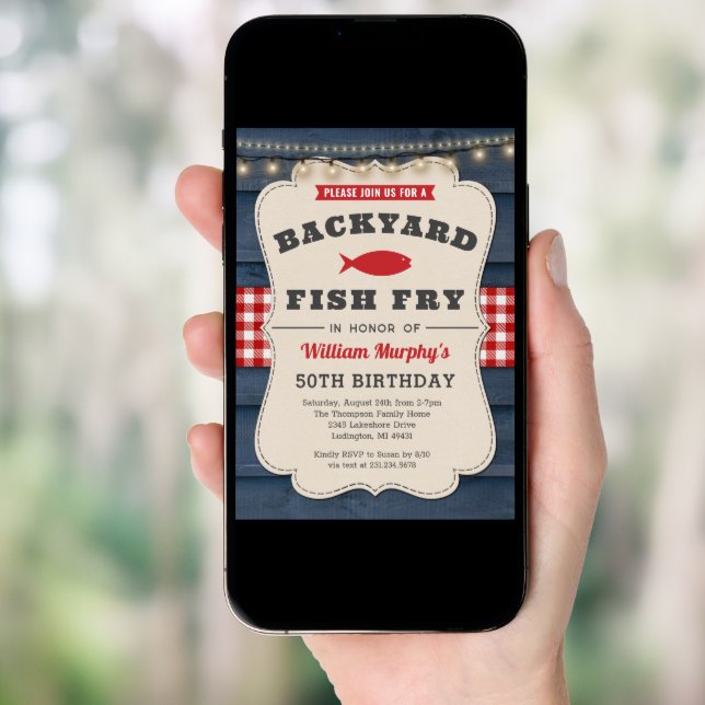 Backyard Fish Fry 50th Birthday Invitation (Front Digital)