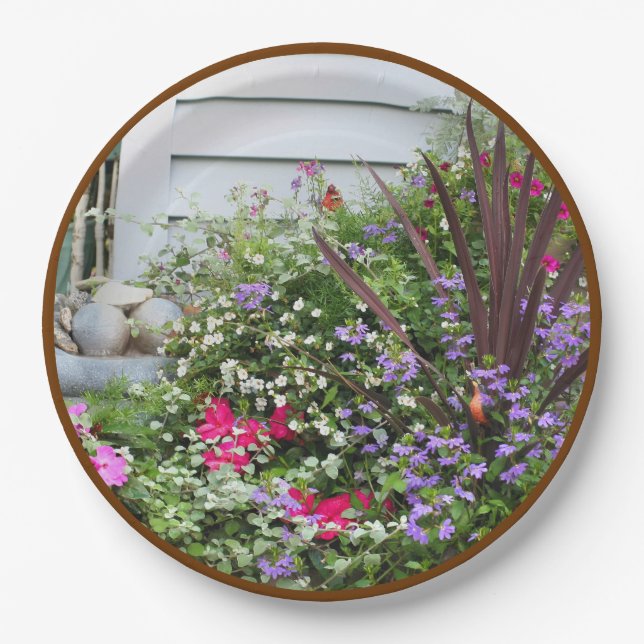 Backyard Flower Garden Nature Party Paper Plates (Front)