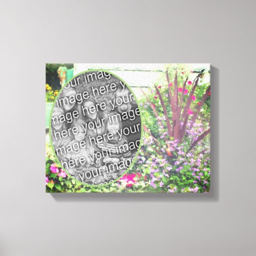 Backyard Flower Garden Painting Add Your Own Photo Canvas Print