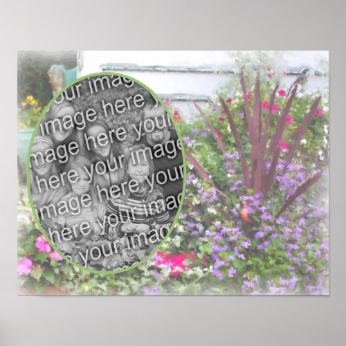 Backyard Flower Garden Painting Add Your Photo Poster