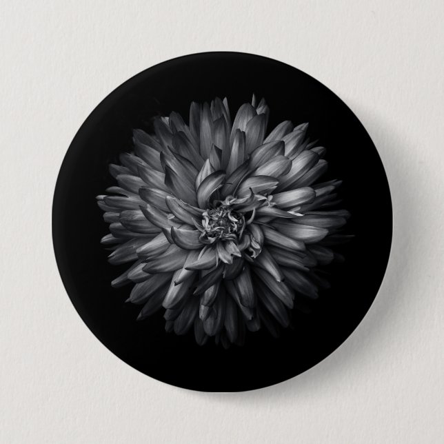 Backyard Flowers In Black And White 20 Button (Front)