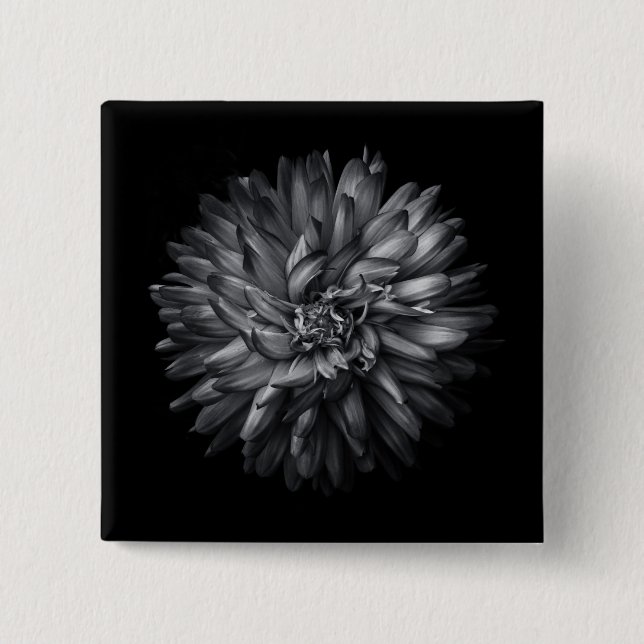 Backyard Flowers In Black And White 20 Button (Front)