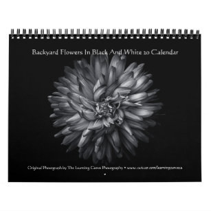 Backyard Flowers In Black And White 20 Calendar