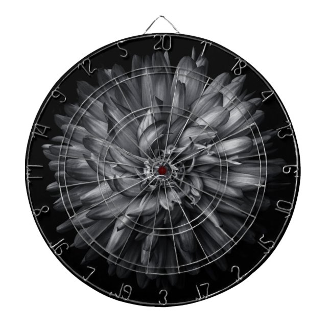 Backyard Flowers In Black And White 20 Dart Board (Front)