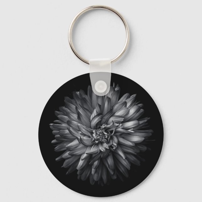 Backyard Flowers In Black And White 20 Keychain (Front)