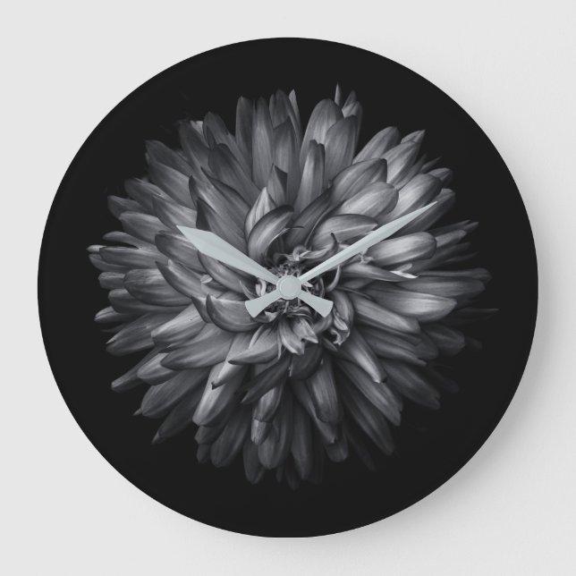 Backyard Flowers In Black And White 20 Large Clock (Front)