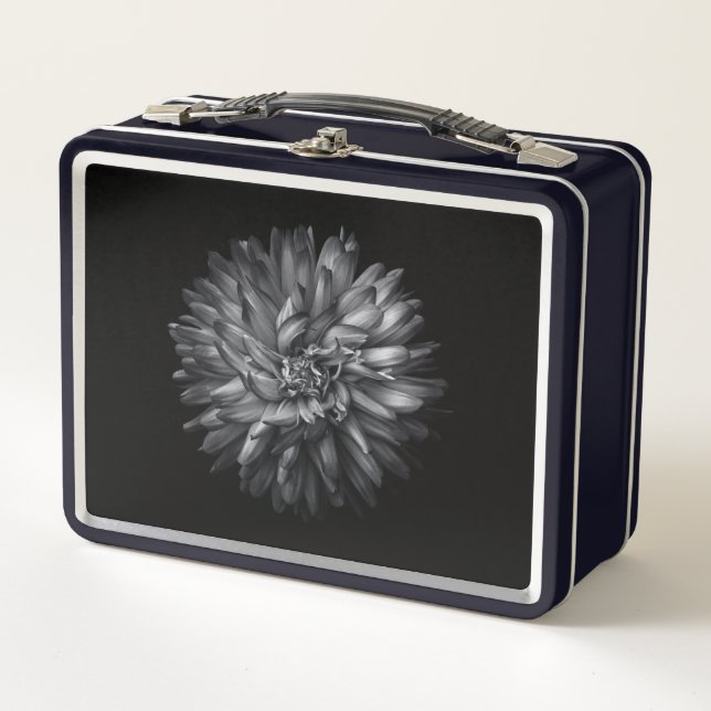 Backyard Flowers In Black And White 20 Metal Lunch Box (Front)