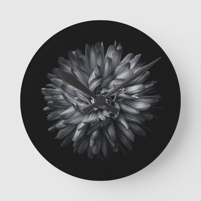 Backyard Flowers In Black And White 20 Round Clock (Front)