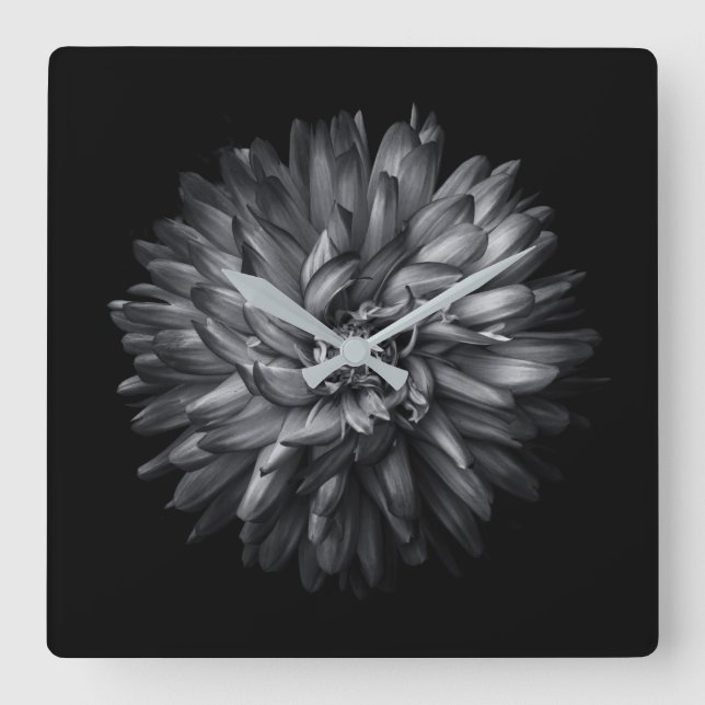 Backyard Flowers In Black And White 20 Square Wall Clock (Front)