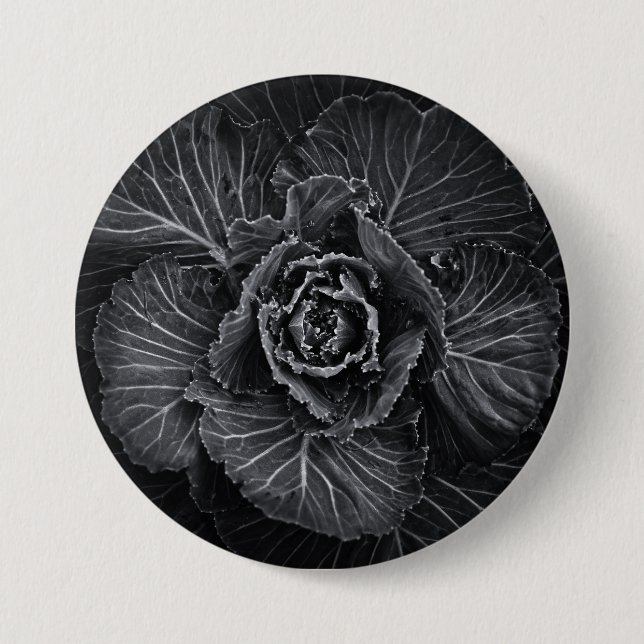 Backyard Flowers In Black And White No 108 Button (Front)
