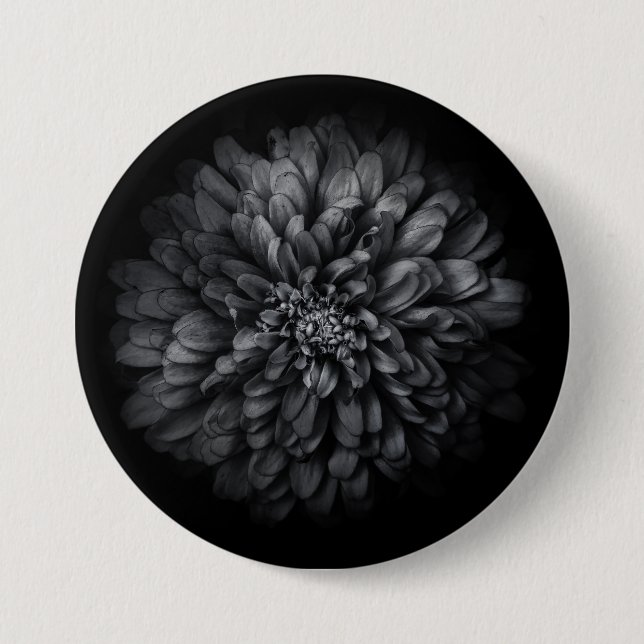 Backyard Flowers In Black And White No 68 Button (Front)