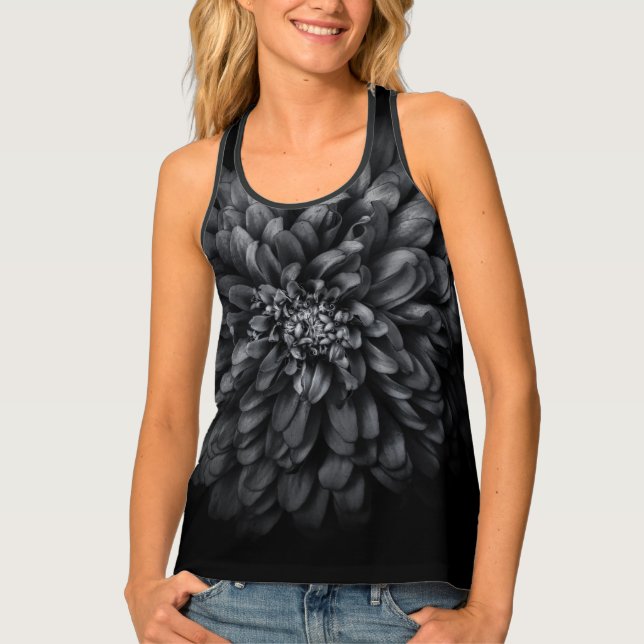 Backyard Flowers In Black And White No 68 Tank Top (Front)