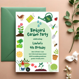 Backyard Garden Birthday Party Invitation