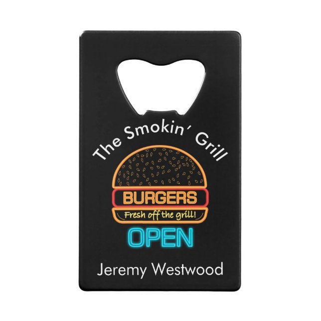 Backyard Grill Master Burgers Credit Card Bottle Opener (Front)