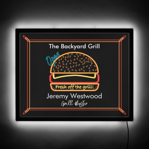 Backyard Grill Master Burgers LED Sign
