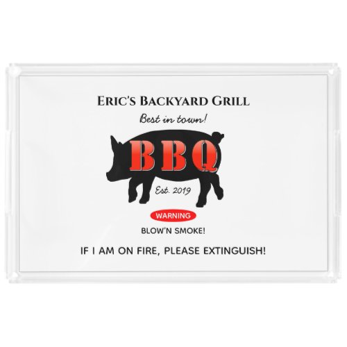Backyard Grill Master Grilling BBQ Acrylic Serving Acrylic Tray