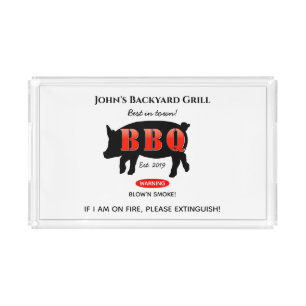 Backyard Grill Master Grilling BBQ Acrylic Serving Tray