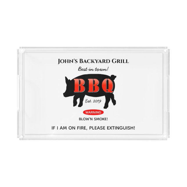 Backyard Grill Master Grilling BBQ Acrylic Serving Tray (Front)