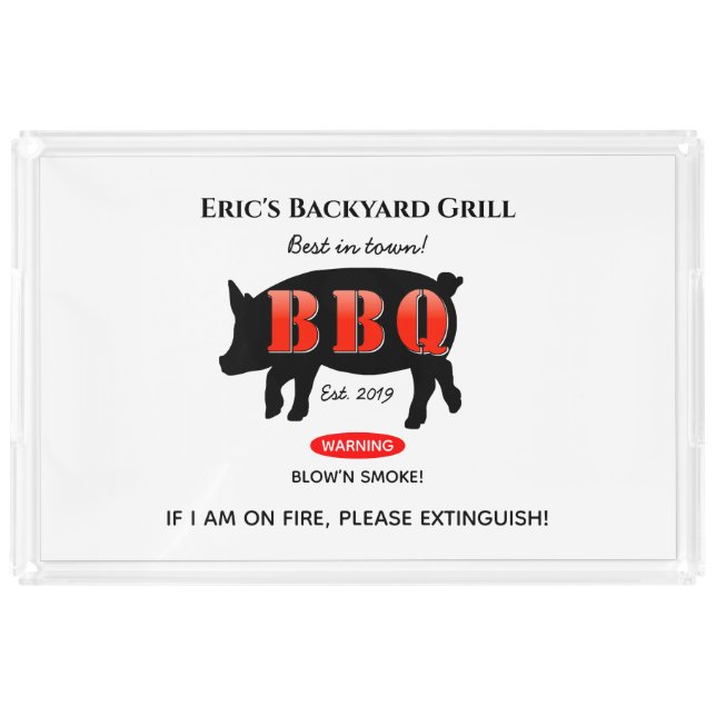 Backyard Grill Master Grilling BBQ Acrylic Serving Tray (Front)